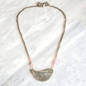 Lucky Brand Necklace Jewelry Beaded Bronze Gold Rustic Bohemian Pendant